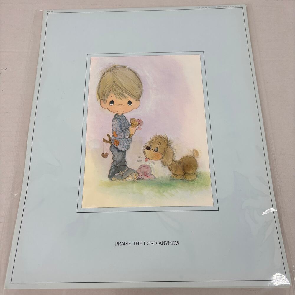 Precious Moments Art Print Praise The‎ Lord Anyhow 14 Inch Jonathan & David